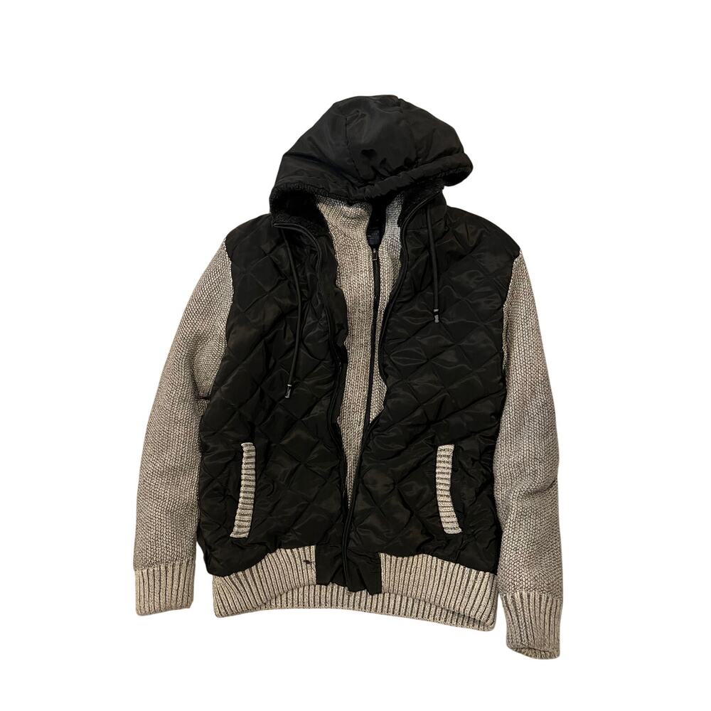 Marc Asher Sweater Poly Combo Double Zip  Hooded Jckt Mens M